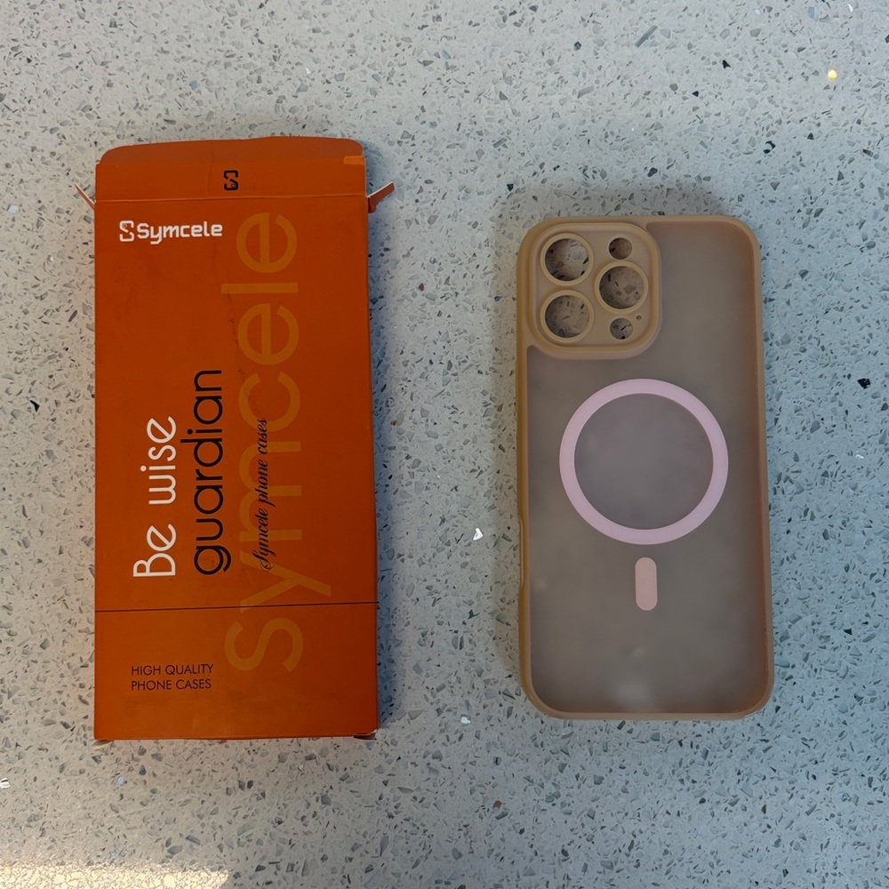 Symcele Tan iPhone 16 Pro Max Case Mag Safe with full camera protection. New.